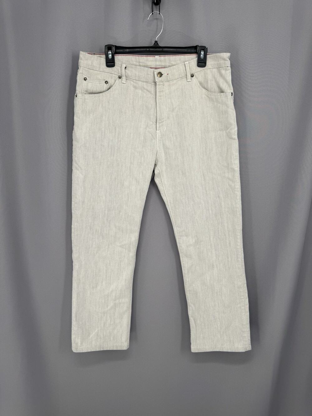 Raleigh Denim Martin Jeans Mens 36x30 Thin Gray White Straight Leg Handmade
